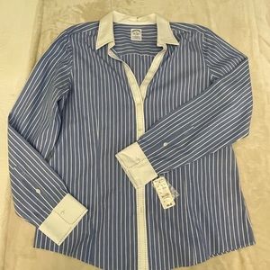 Brand new, blue and white striped Brooks Brothers women fitted shirt. Size 14
